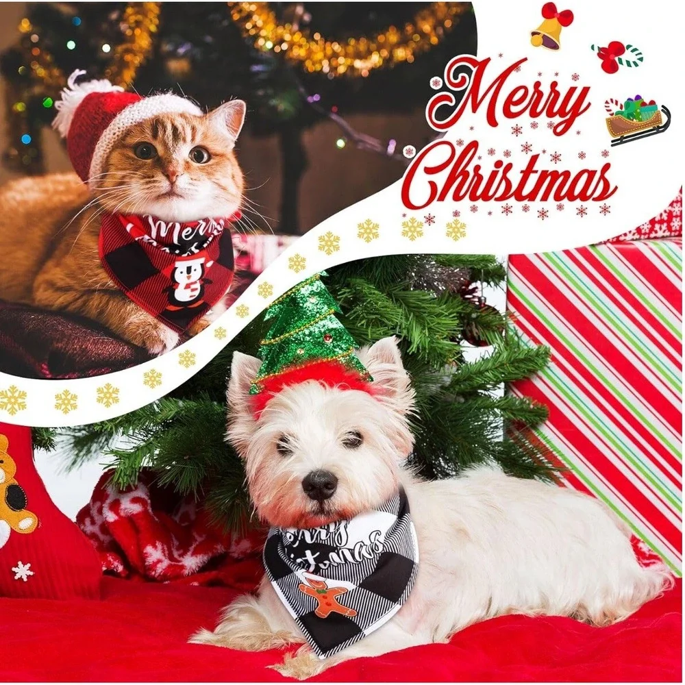 60‎ Pcs Xmas Dog Bandanas